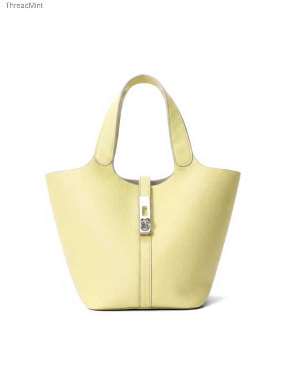 Vegan Leather Bucket Purse Top Handle Handbag with Detachable Pouch